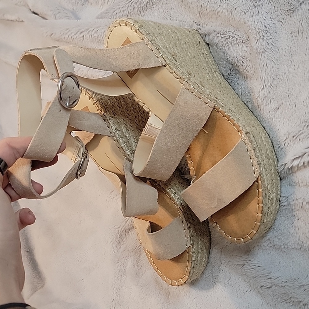LIKE NEW! Dolce Vita Blush Suede Wedges - Picture 2 of 5